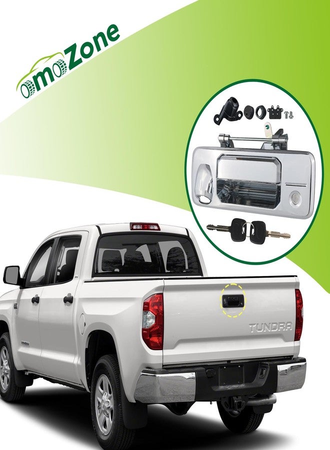 omoZone Tailgate Handle with Rear Camera Hole Liftgate Latch Handle with Key Lock Cylinder Compatible with 2014-2021 Toyota Tundra 2016-2022 Toyota Tacoma Replaces 69090-0C090 69090-0C091 - Image 2
